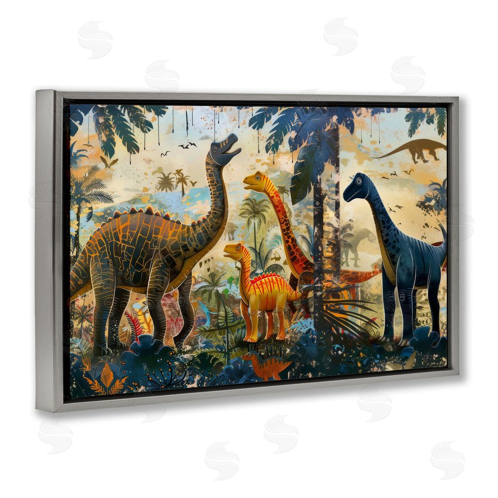 Lazar Studio Jurassic Journey in Nature Gray Floating Framed Canvas Wall Art
