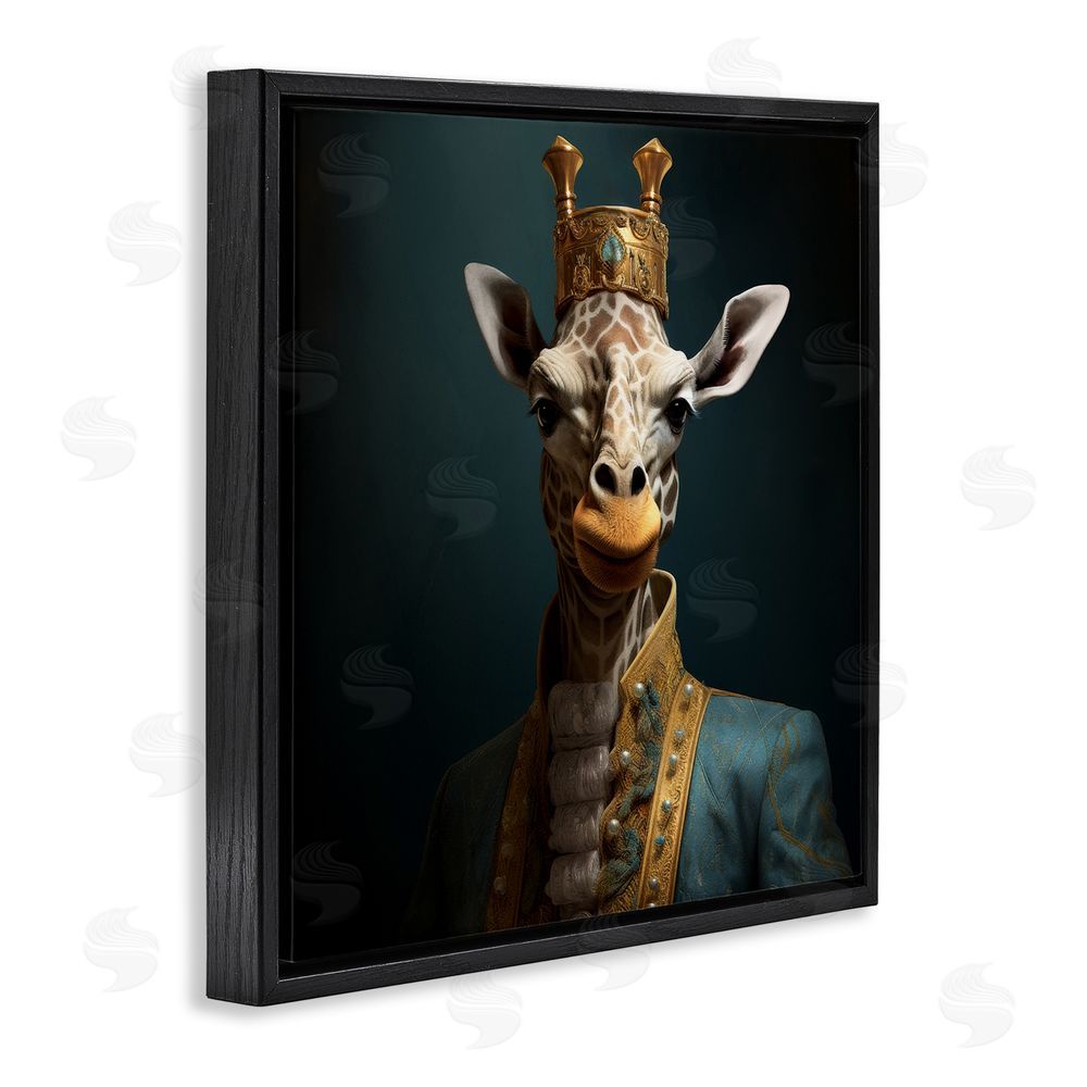 Lazar Studio Giraffe Gaze in Regal Crown Black Floating Framed Canvas Wall Art