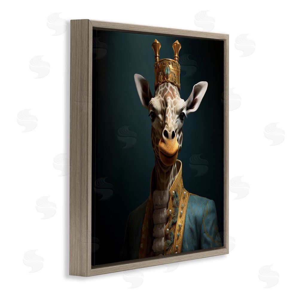 Lazar Studio Giraffe Gaze in Regal Crown Brown Floating Framed Canvas Wall Art