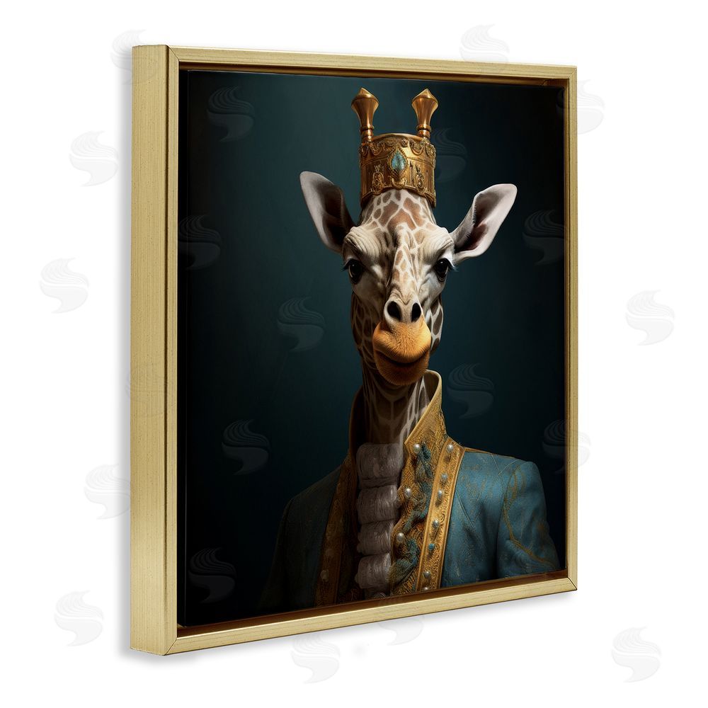 Lazar Studio Giraffe Gaze in Regal Crown Gold Floating Framed Canvas Wall Art