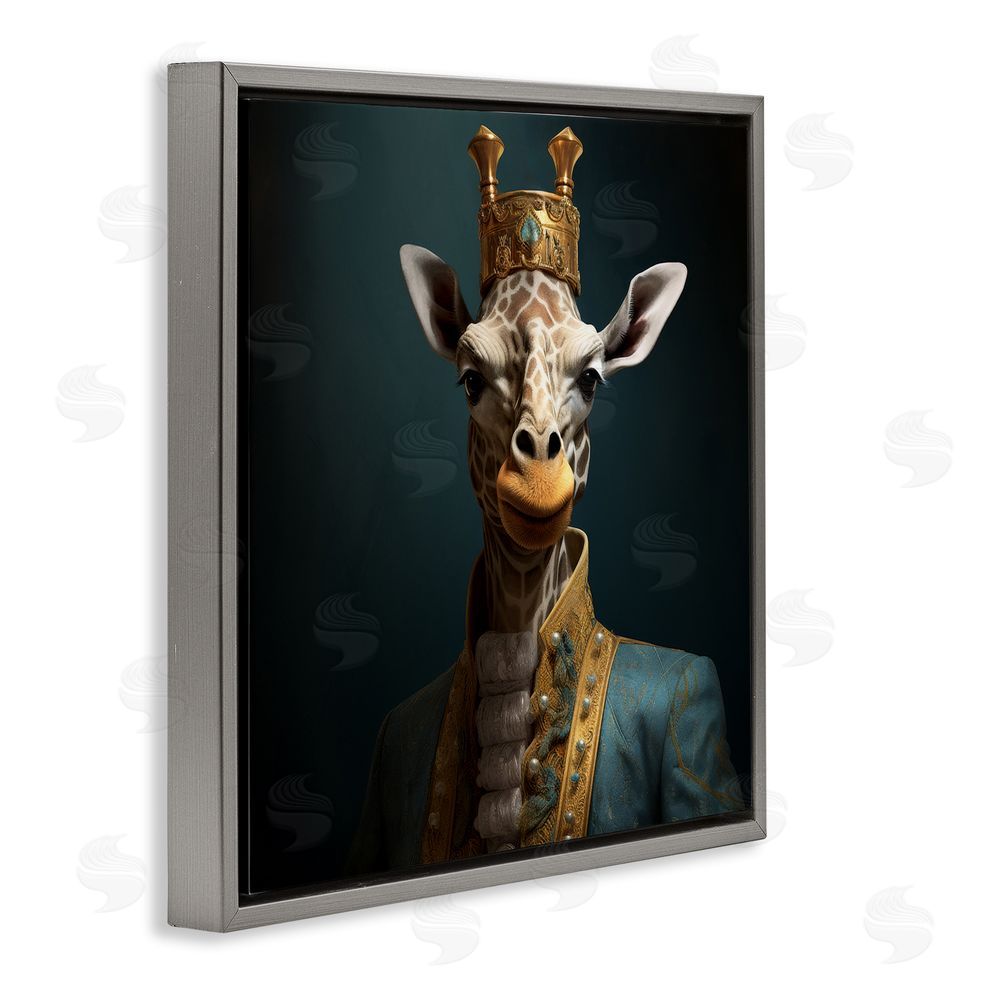 Lazar Studio Giraffe Gaze in Regal Crown Gray Floating Framed Canvas Wall Art