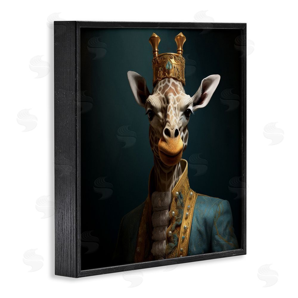 Lazar Studio Giraffe Gaze in Regal Crown Black Framed Giclee Wall Art