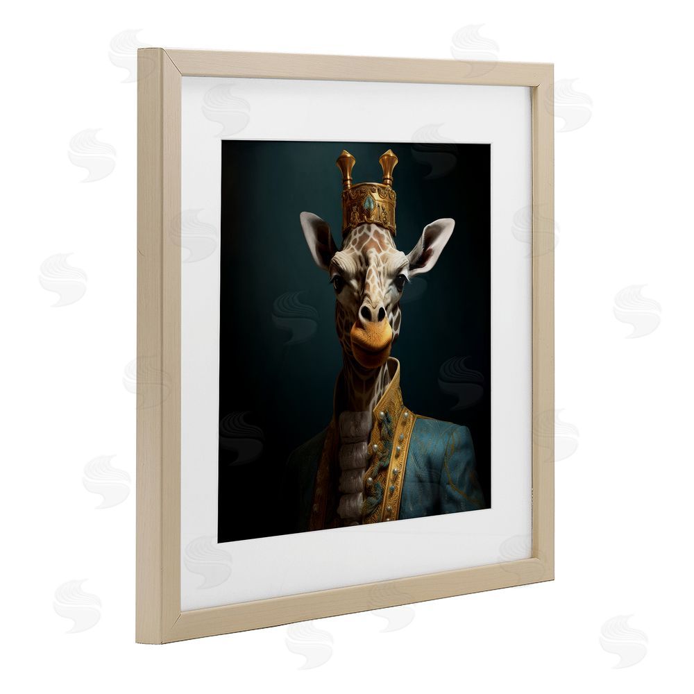 Lazar Studio Giraffe Gaze in Regal Crown Brown Framed Print Under Glass Wall Art
