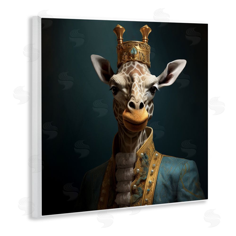 Lazar Studio Giraffe Gaze in Regal Crown Wall Plaque Home Decor Art Print