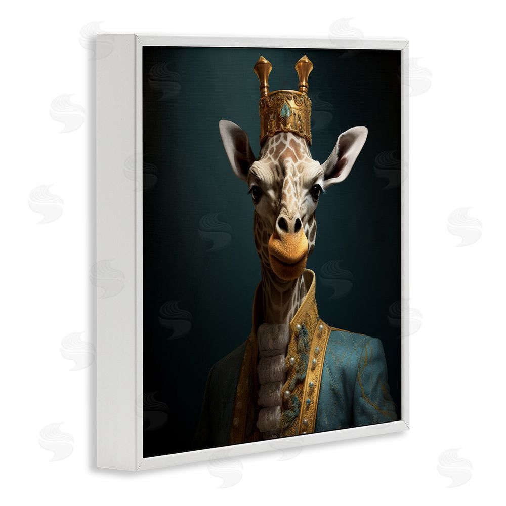 Lazar Studio Giraffe Gaze in Regal Crown White Framed Giclee Wall Art