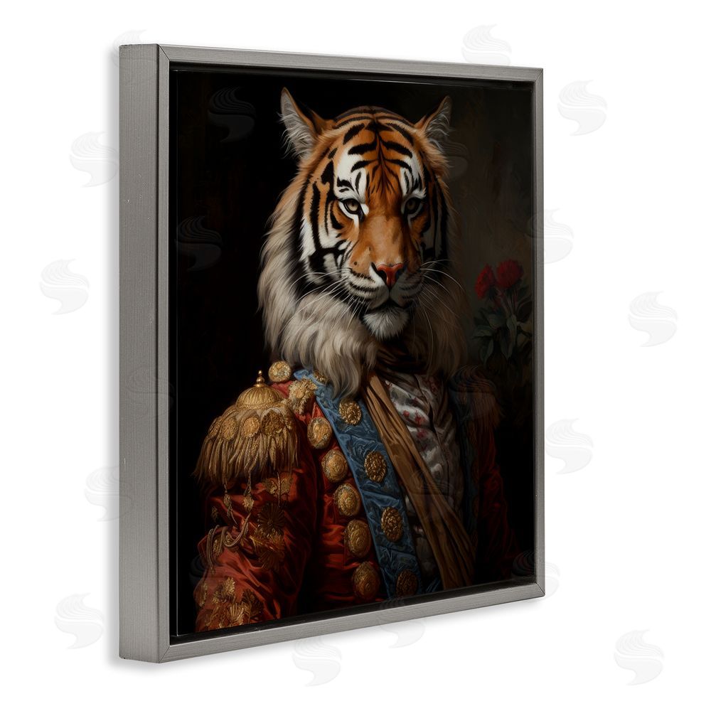 Lazar Studio Noble Tiger Transformation Gray Floating Framed Canvas Wall Art