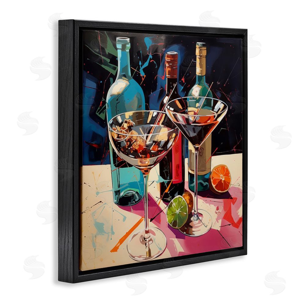 Lazar Studio Artsy Cocktails of Every Sip Black Floating Frame Stretched Canvas Wall Art Print