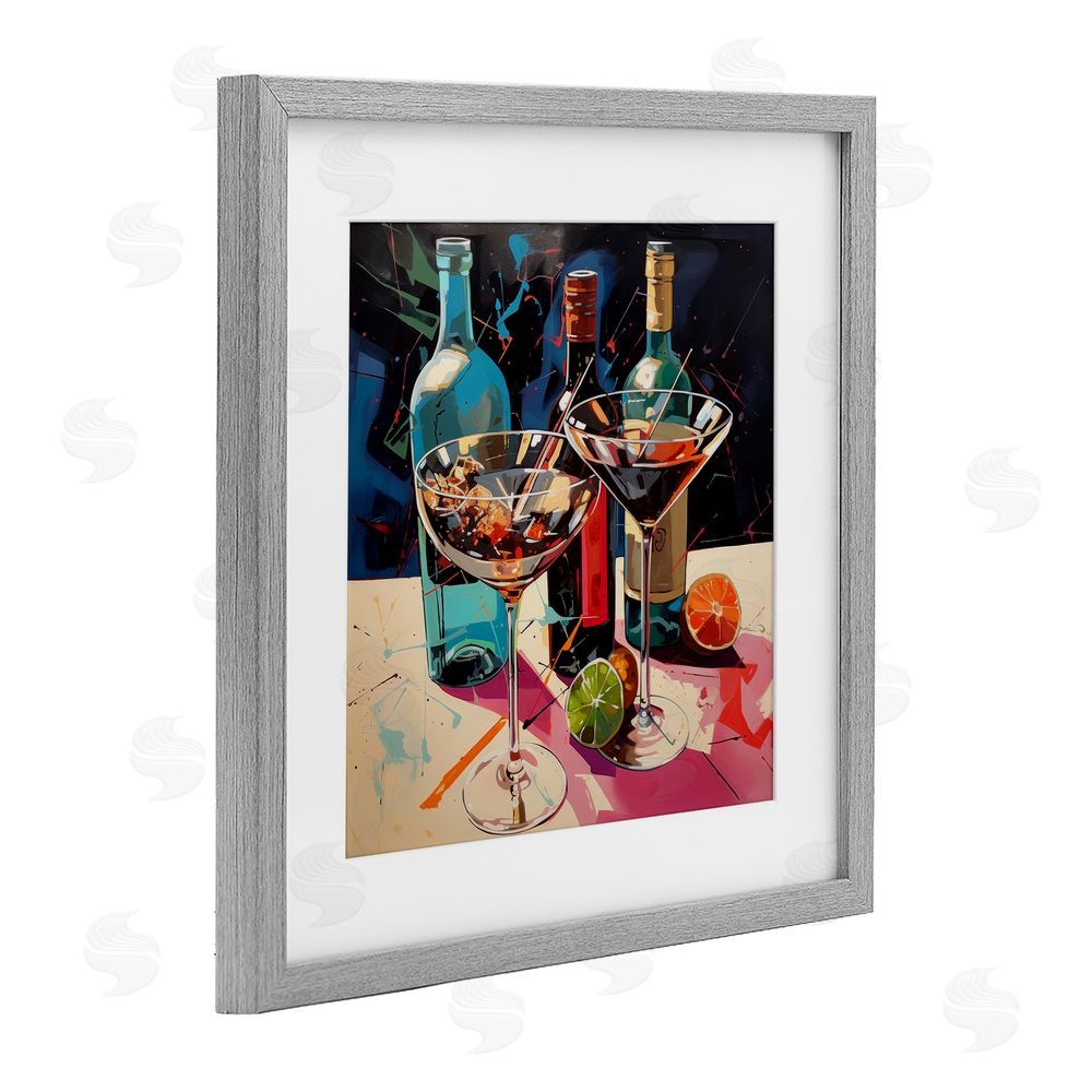 Lazar Studio Artsy Cocktails of Every Sip Gray Framed Print Under Glass with Matting Wall Art