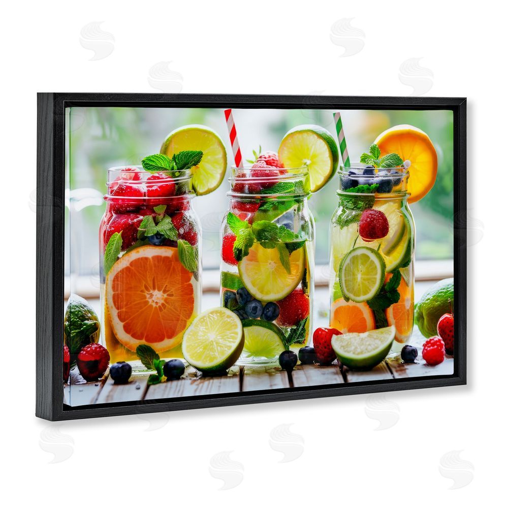 Lazar Studio Vibrant Citrus & Berry Infusion Black Floating Framed Canvas Wall Art Print