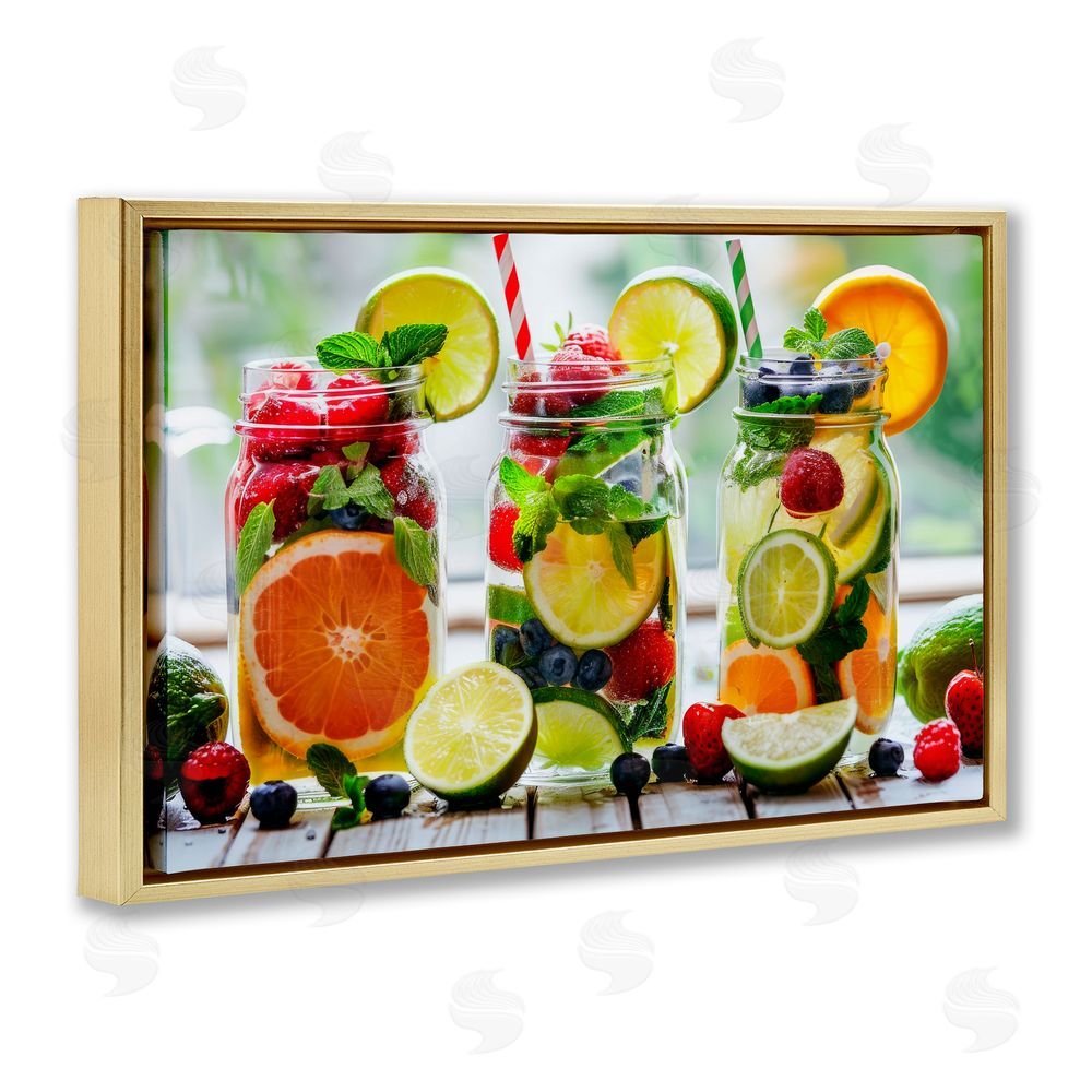 Lazar Studio Vibrant Citrus & Berry Infusion Gold Floating Framed Canvas Wall Art Print