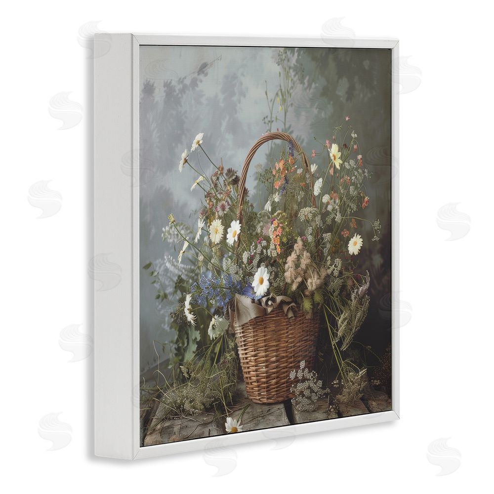 Lazar Studio Floral Basket Still Life White Framed Giclee Wall Art