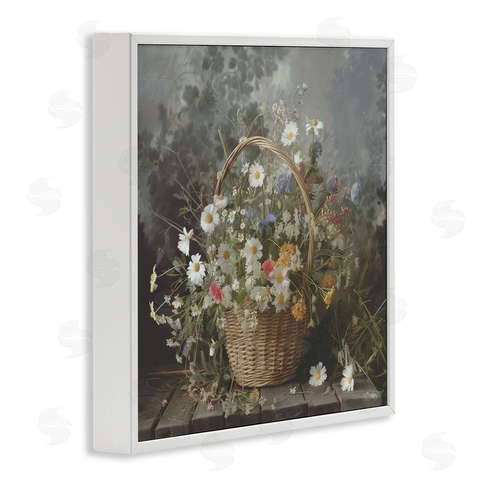 Lazar Studio Florals In A Basket Arrangement White Framed Giclee Wall Art