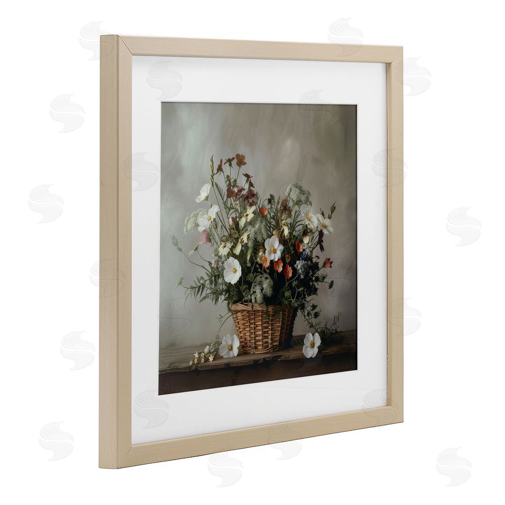 Lazar Studio Flowers In A Basket Arrangement Brown Framed Print Under Glass Wall Art