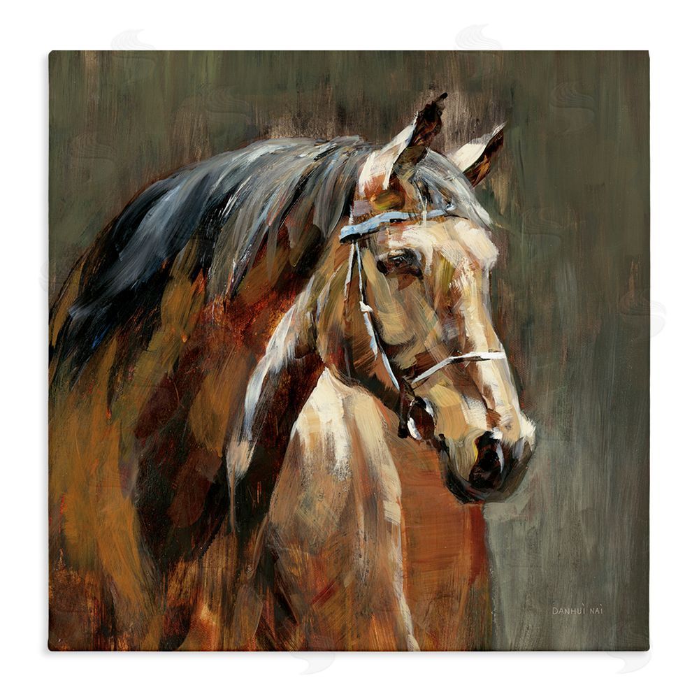 Danhui Nai Horse in Stable at Dusk Stretched Canvas Wall Art