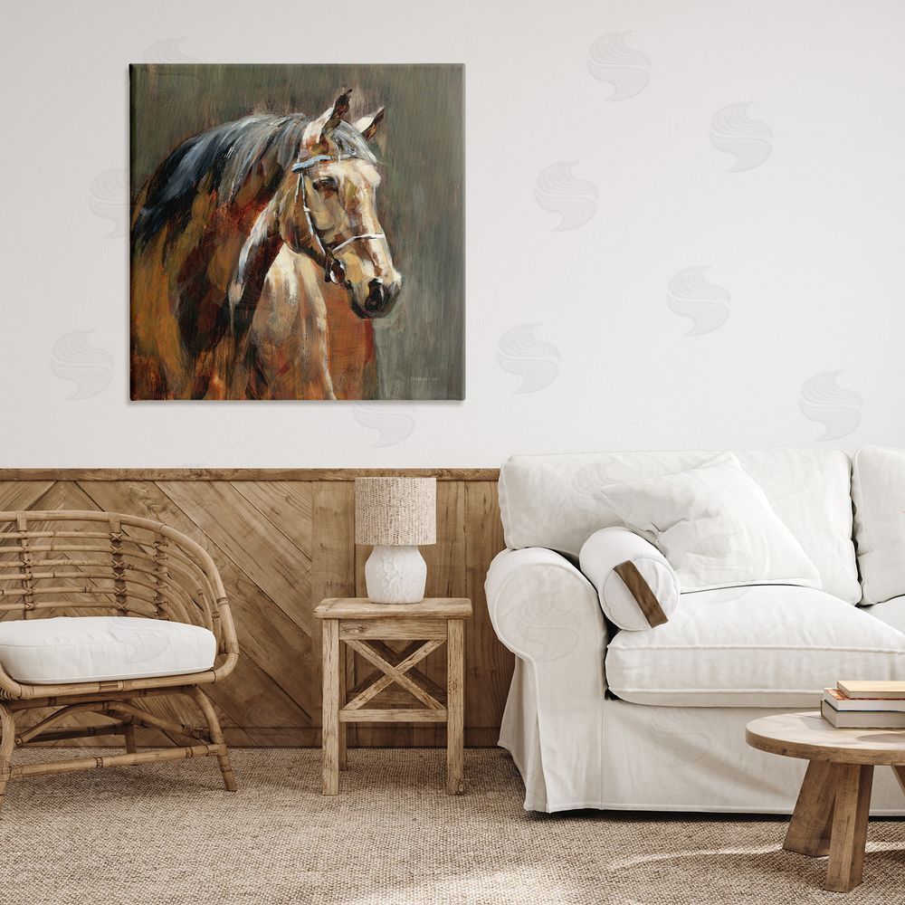 Danhui Nai Horse in Stable at Dusk Stretched Canvas Wall Art in Room