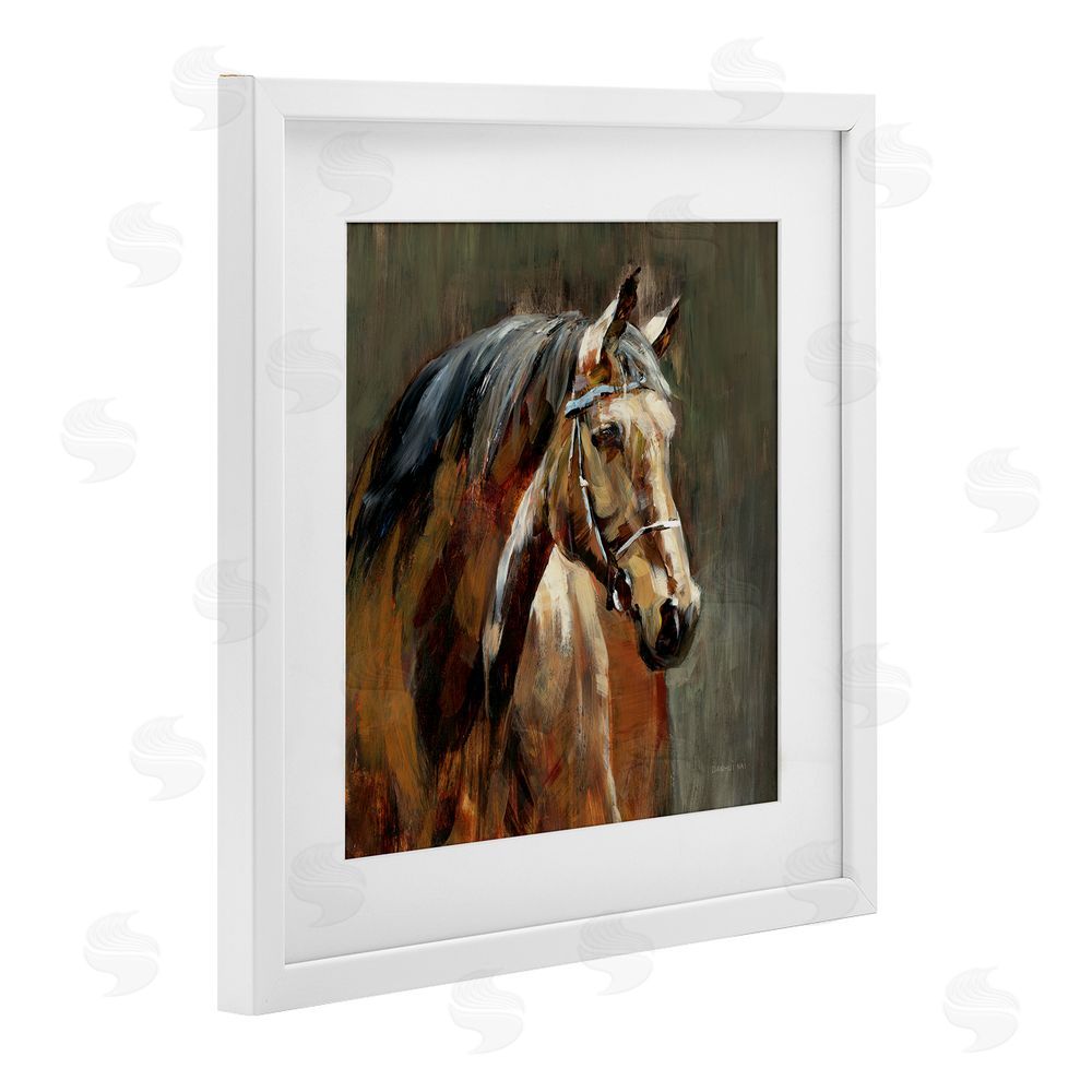 Danhui Nai Horse in Stable at Dusk White Framed Print Under Glass Wall Art