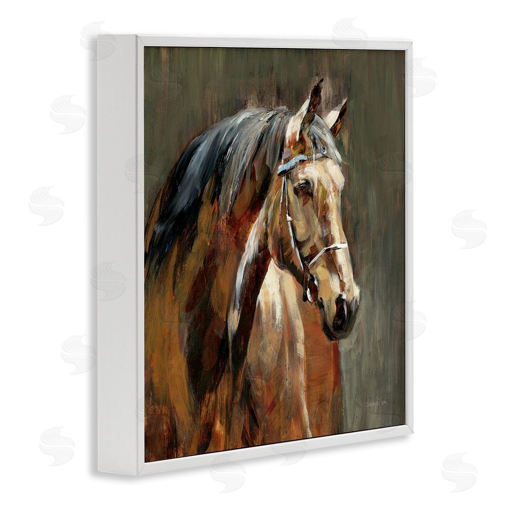 Danhui Nai Horse in Stable at Dusk White Framed Giclee Wall Art