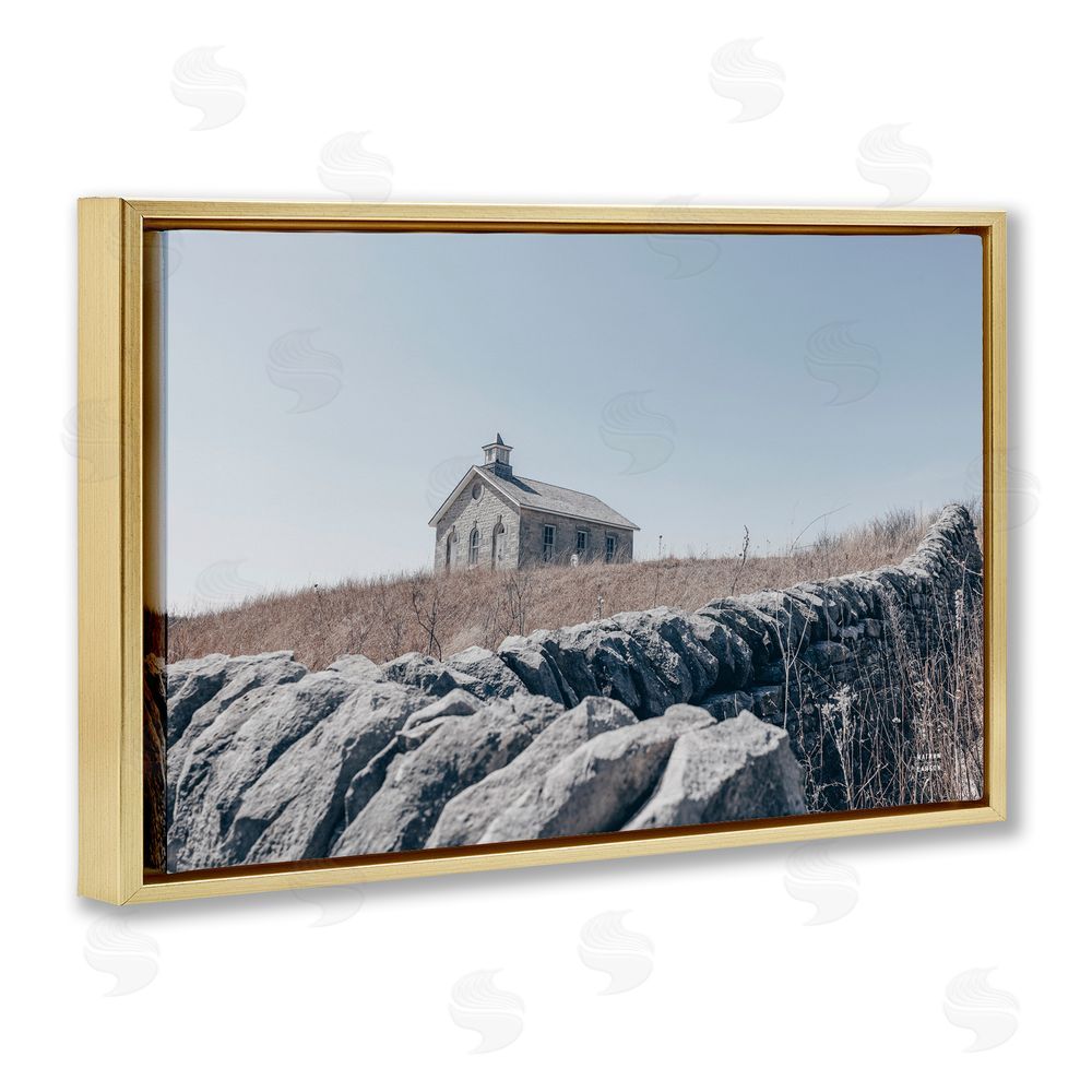 Nathan Larson One Room Schoolhouse Gold Floating Framed Canvas Wall Art