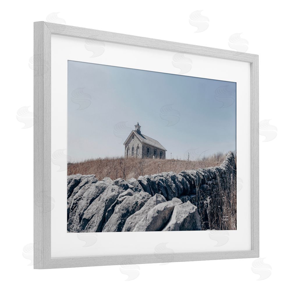 Nathan Larson One Room Schoolhouse Gray Framed Print Under Glass Wall Art