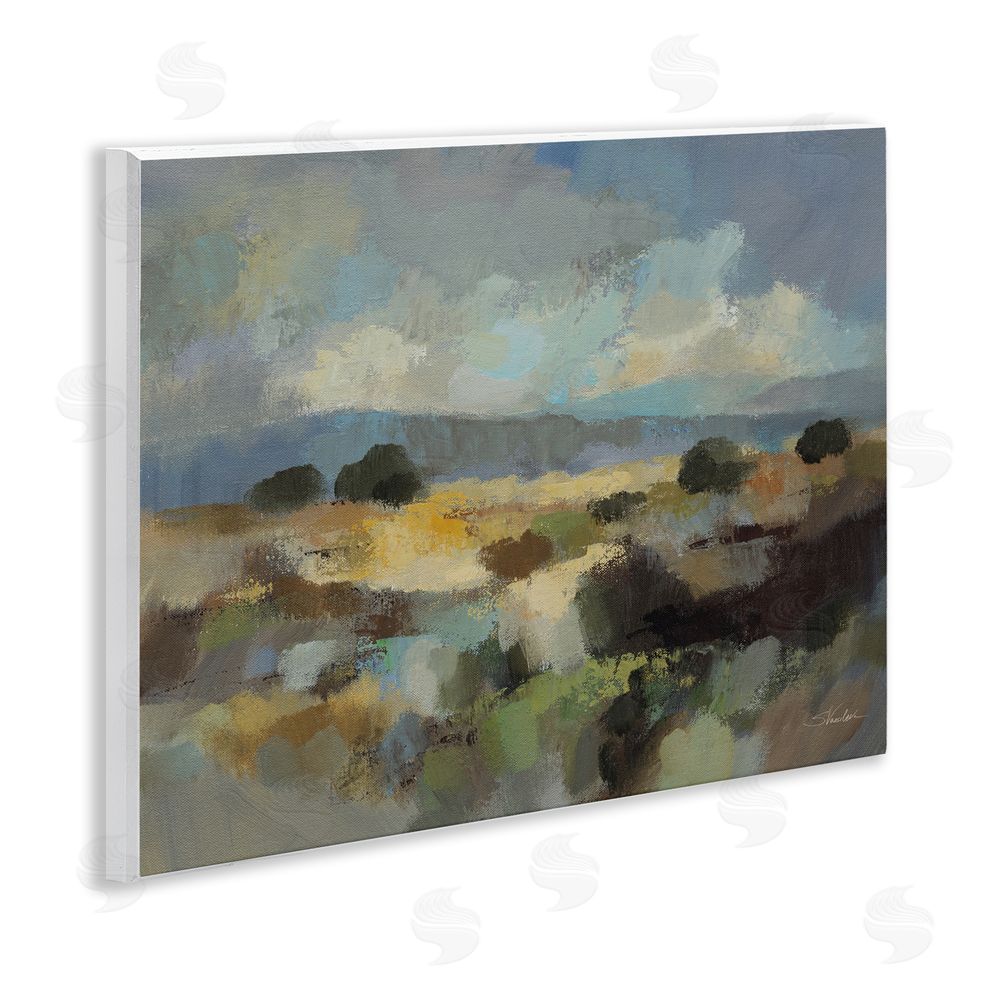 Silvia Vassileva Muted Blue Landscape with Clouds Wall Plaque Home Decor Art Print