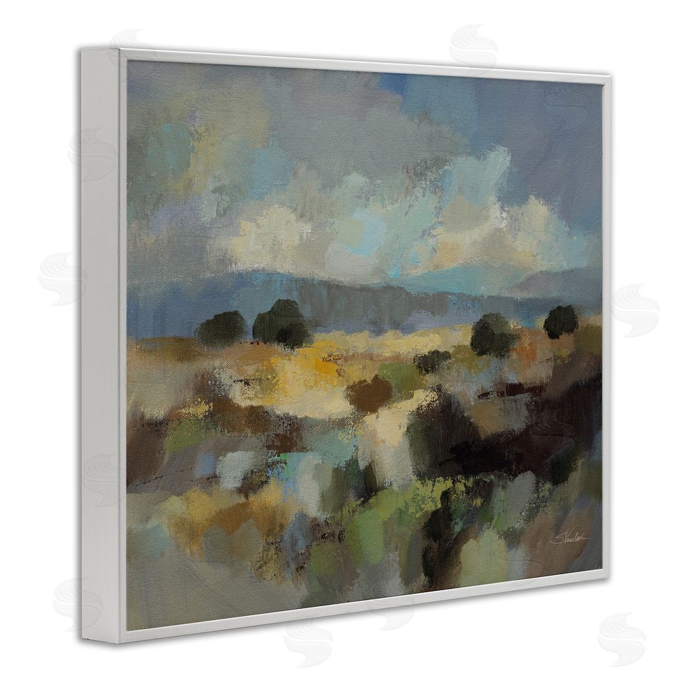 Silvia Vassileva Muted Blue Landscape with Clouds White Framed Giclee Wall Art