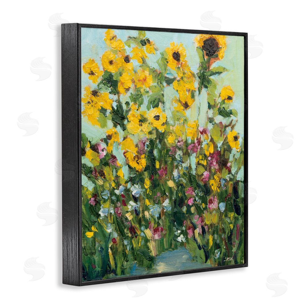 Carson Overstreet Sunlit Sunflowers in Garden Black Framed Giclee Wall Art Print