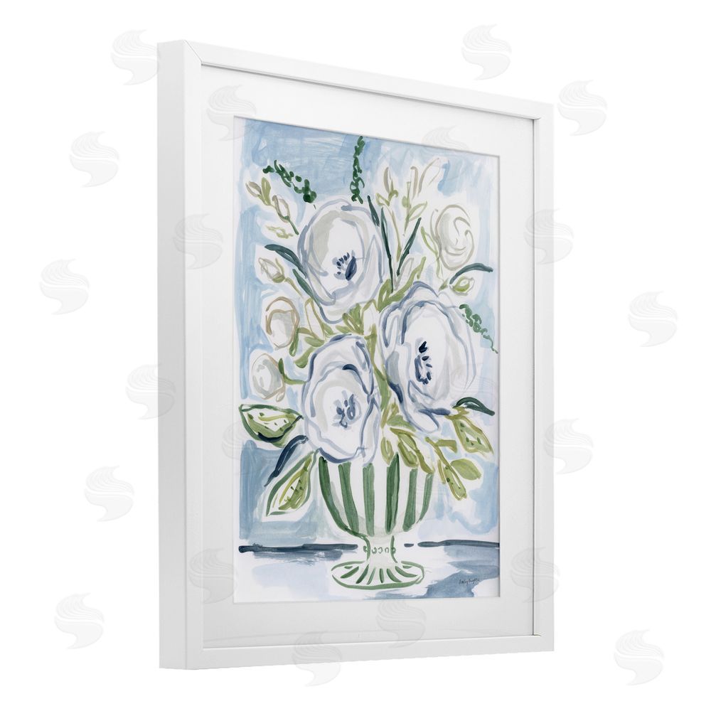 Haley Knighten Fiona Pastel Floral Bouquet White Framed Print Under Glass Wall Art