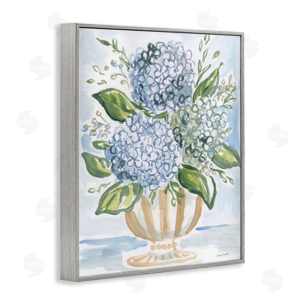 Haley Knighten Serena Pastel Hydrangea Bouquet Gray Framed Giclee Wall Art Print