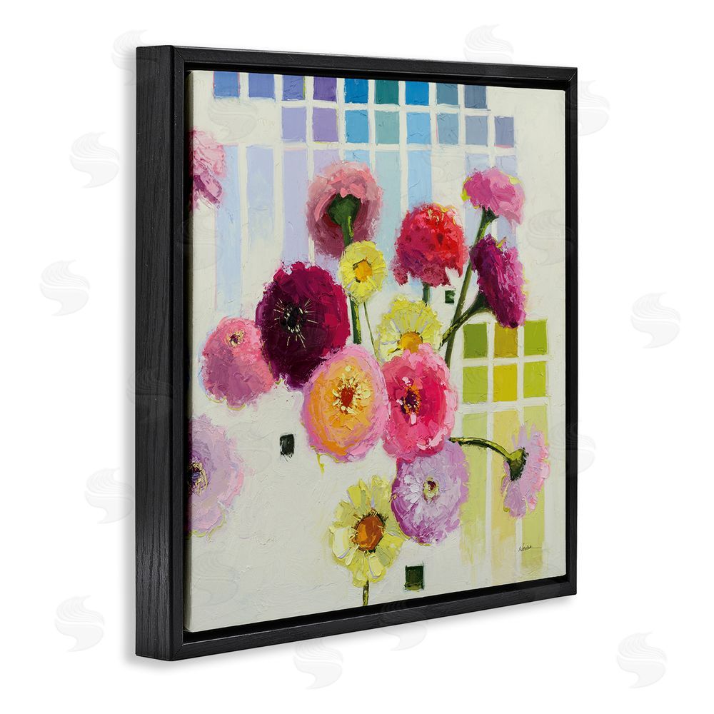 Shirley Novak Color Chart Pastel Bloom Study Black Floating Frame Canvas Wall Art Print