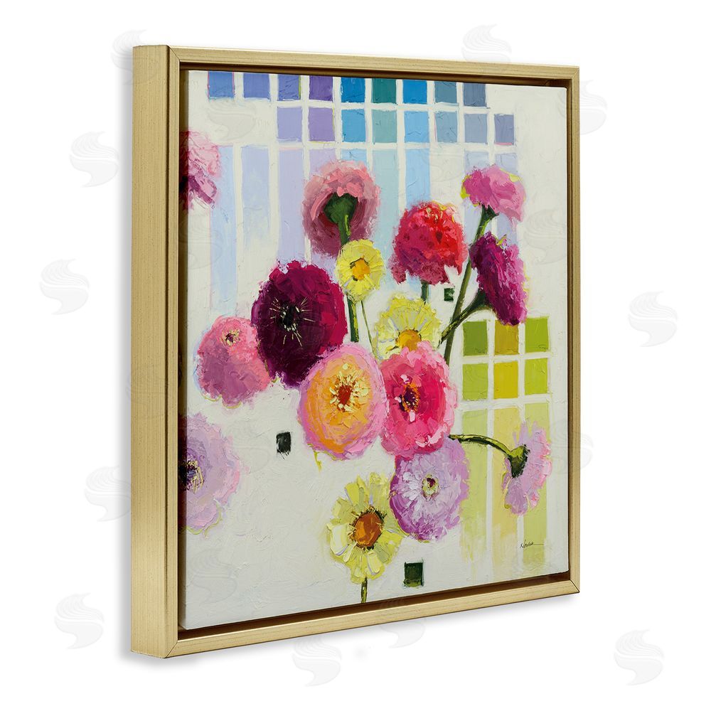 Shirley Novak Color Chart Pastel Bloom Study Gold Floating Frame Canvas Wall Art Print