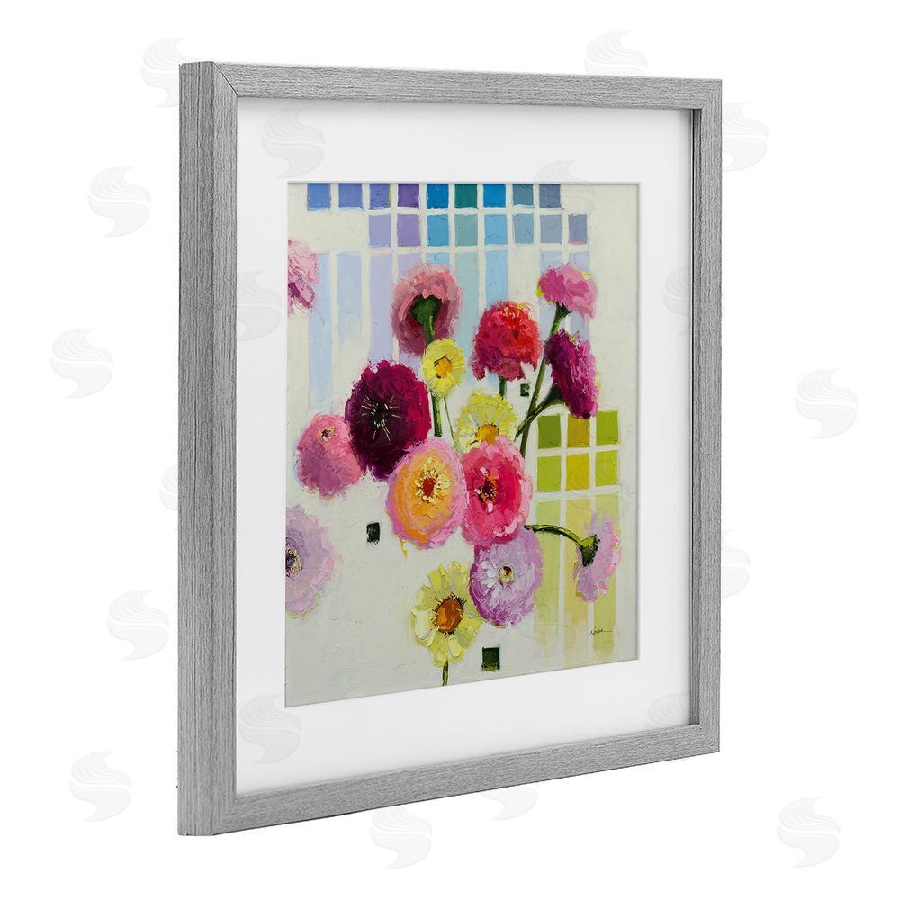 Shirley Novak Color Chart Pastel Bloom Study Gray Framed Print Under Glass Wall Art