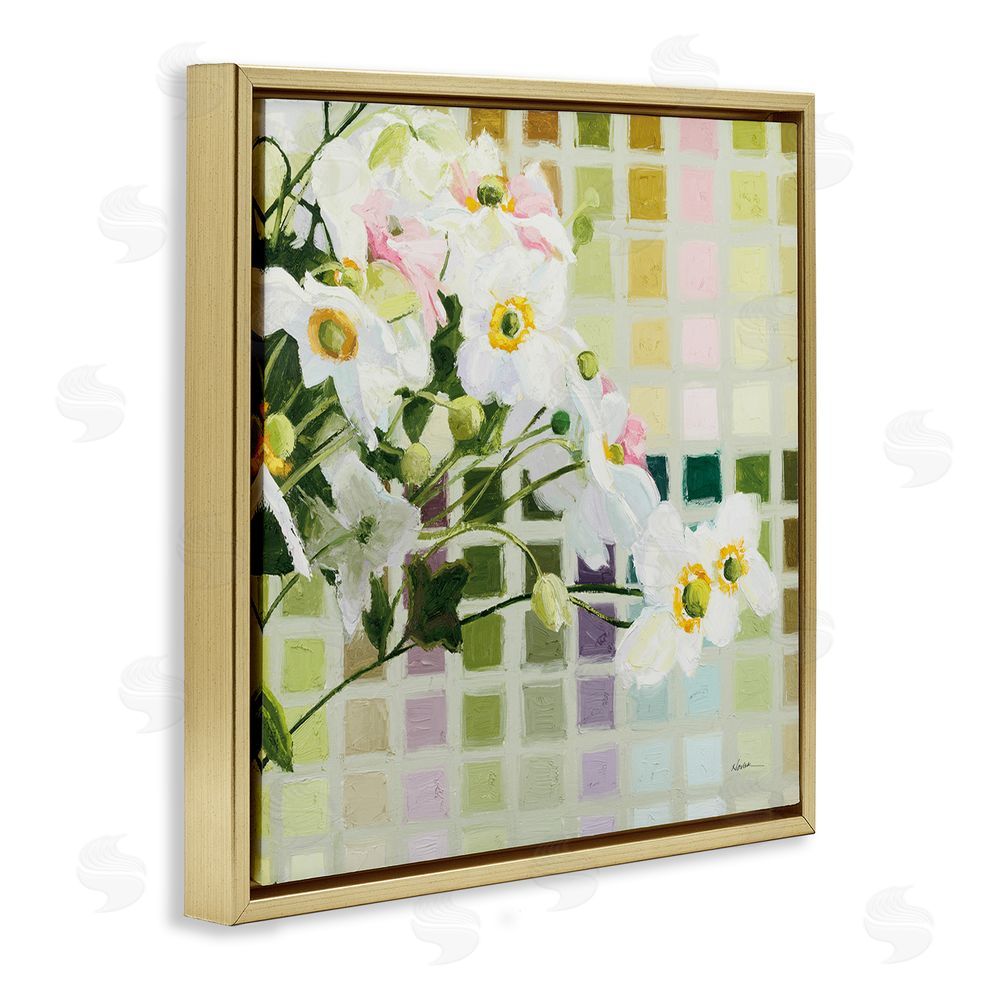 Shirley Novak Color Chart Daffodils Gold Floating Frame Canvas Wall Art Print