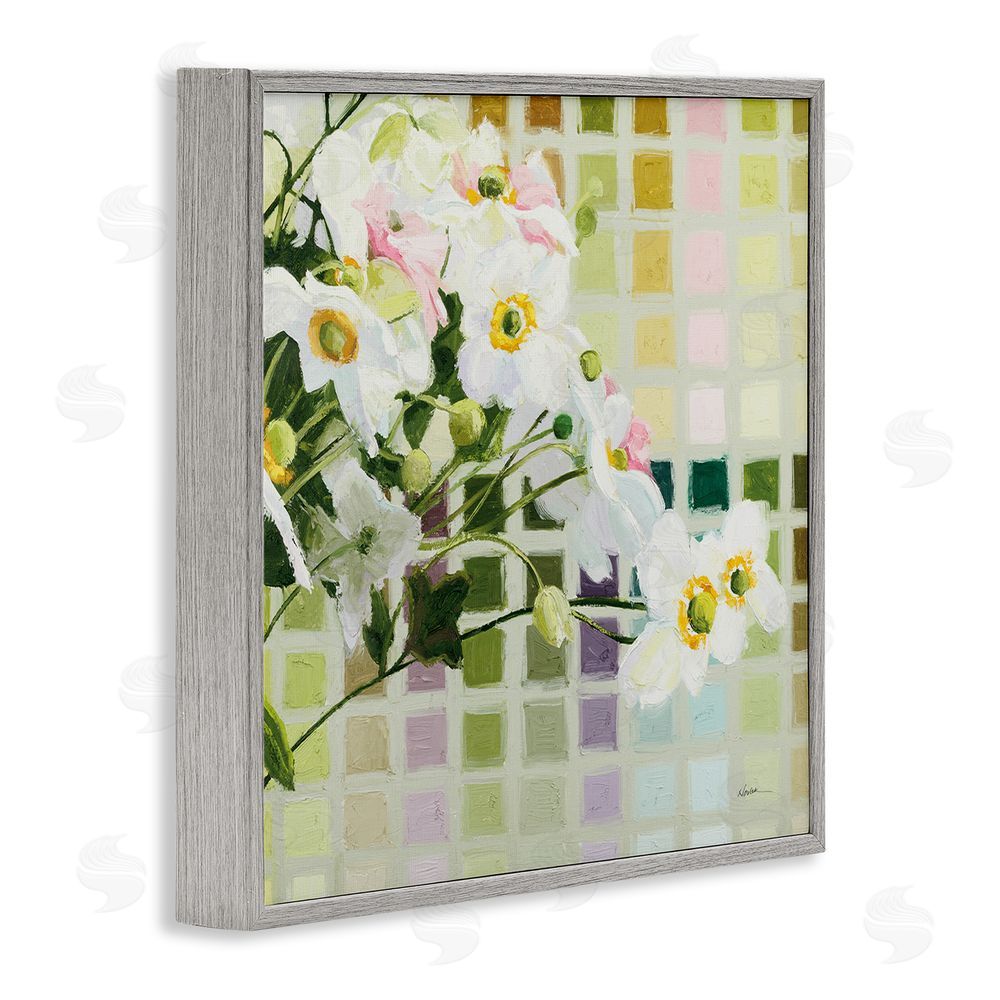 Shirley Novak Color Chart Daffodils Gray Framed Giclee Wall Art Print