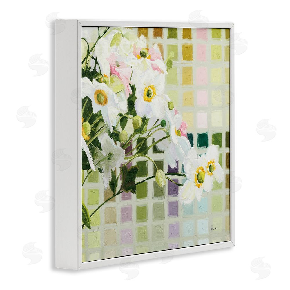 Shirley Novak Color Chart Daffodils White Framed Giclee Wall Art Print