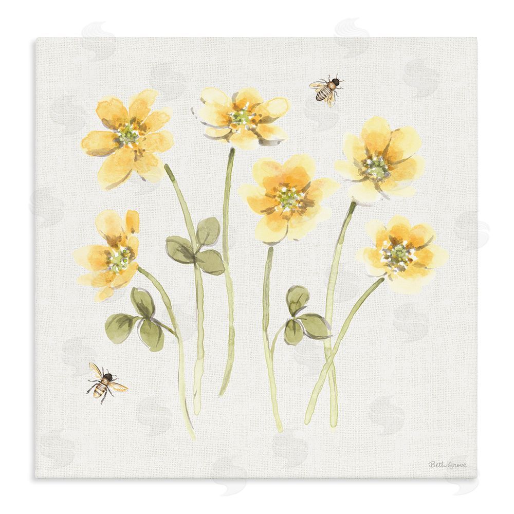 Beth Grove Sweet Honey Wildflowers Stretched Canvas Wall Art Print