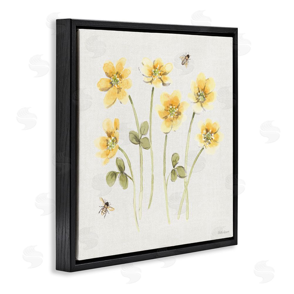 Beth Grove Sweet Honey Wildflowers Black Floating Framed Canvas Wall Art Print