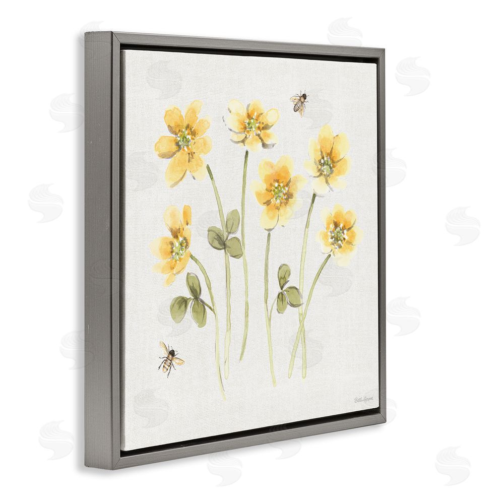 Beth Grove Sweet Honey Wildflowers Gray Floating Framed Canvas Wall Art Print