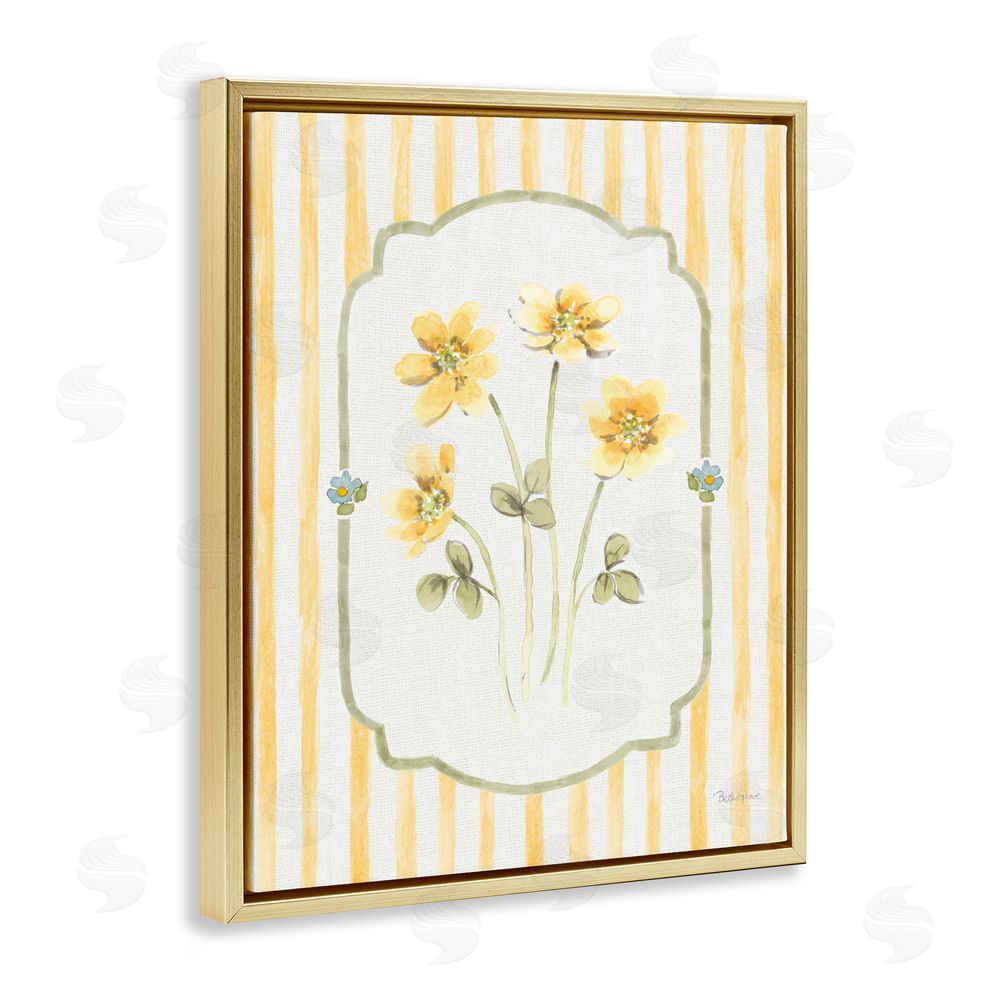 Beth Grove Sweet Honey Flowers Gold Floating Framed Canvas Wall Art Print