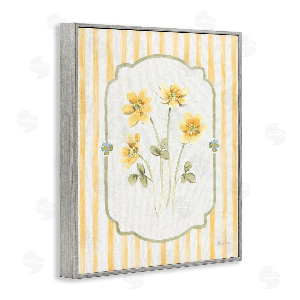 Beth Grove Sweet Honey Flowers Gray Framed Giclee Wall Art Print