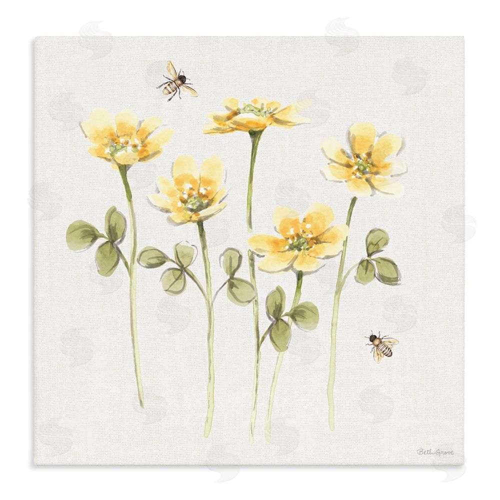Beth Grove Sweet Yellow Honey Flowers Stretched Canvas Wall Art Print