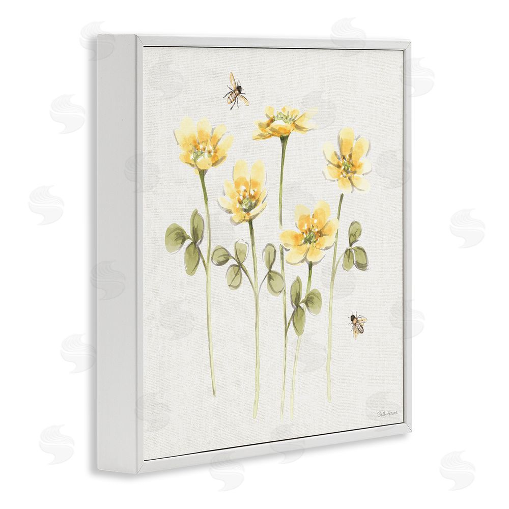 Beth Grove Sweet Yellow Honey Flowers White Framed Giclee Wall Art Print