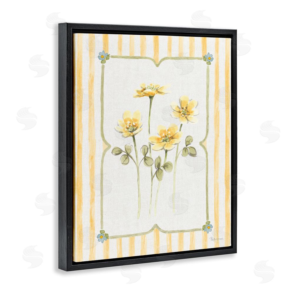 Beth Grove Sweet Honey Florals Black Floating Framed Canvas Wall Art Print