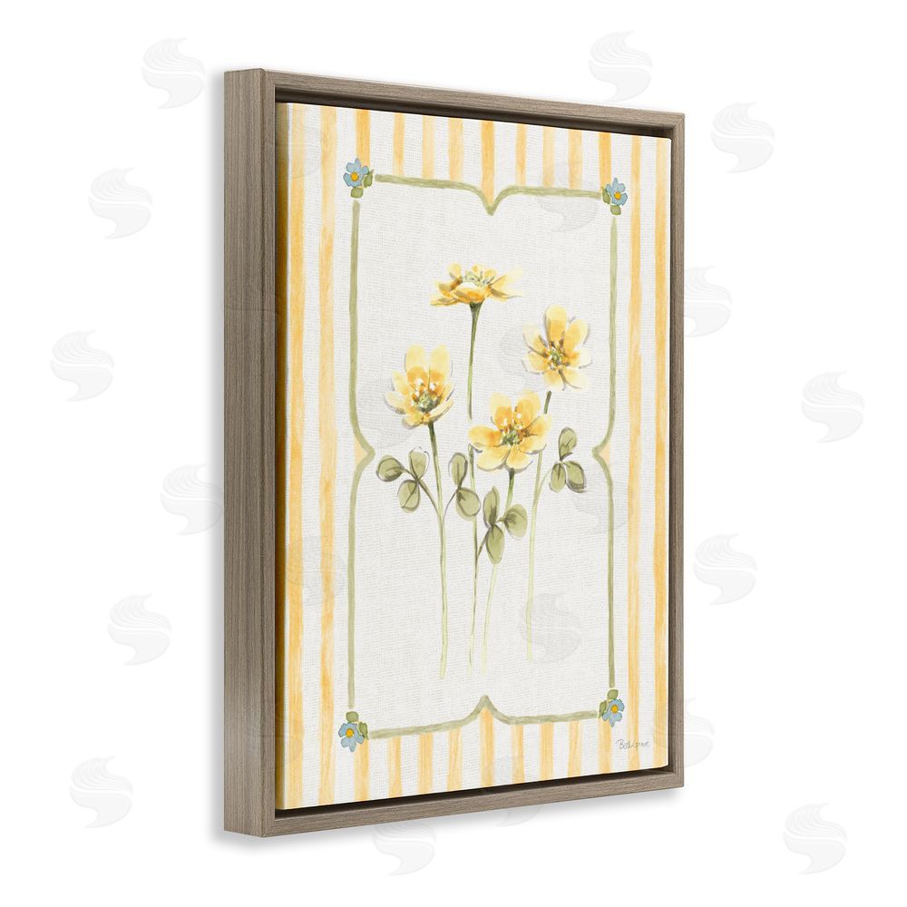 Beth Grove Sweet Honey Florals Brown Floating Framed Canvas Wall Art Print