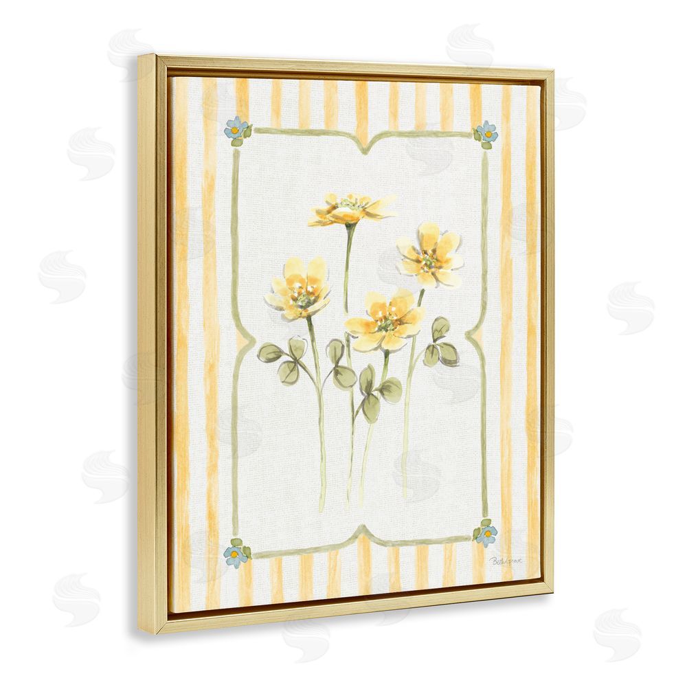 Beth Grove Sweet Honey Florals Gold Floating Framed Canvas Wall Art Print
