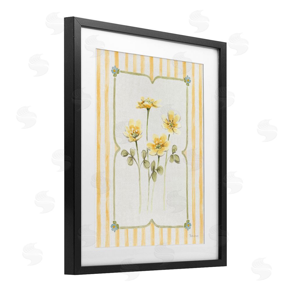 Beth Grove Sweet Honey Florals Black Framed Print Under Glass with White Mat Wall Art
