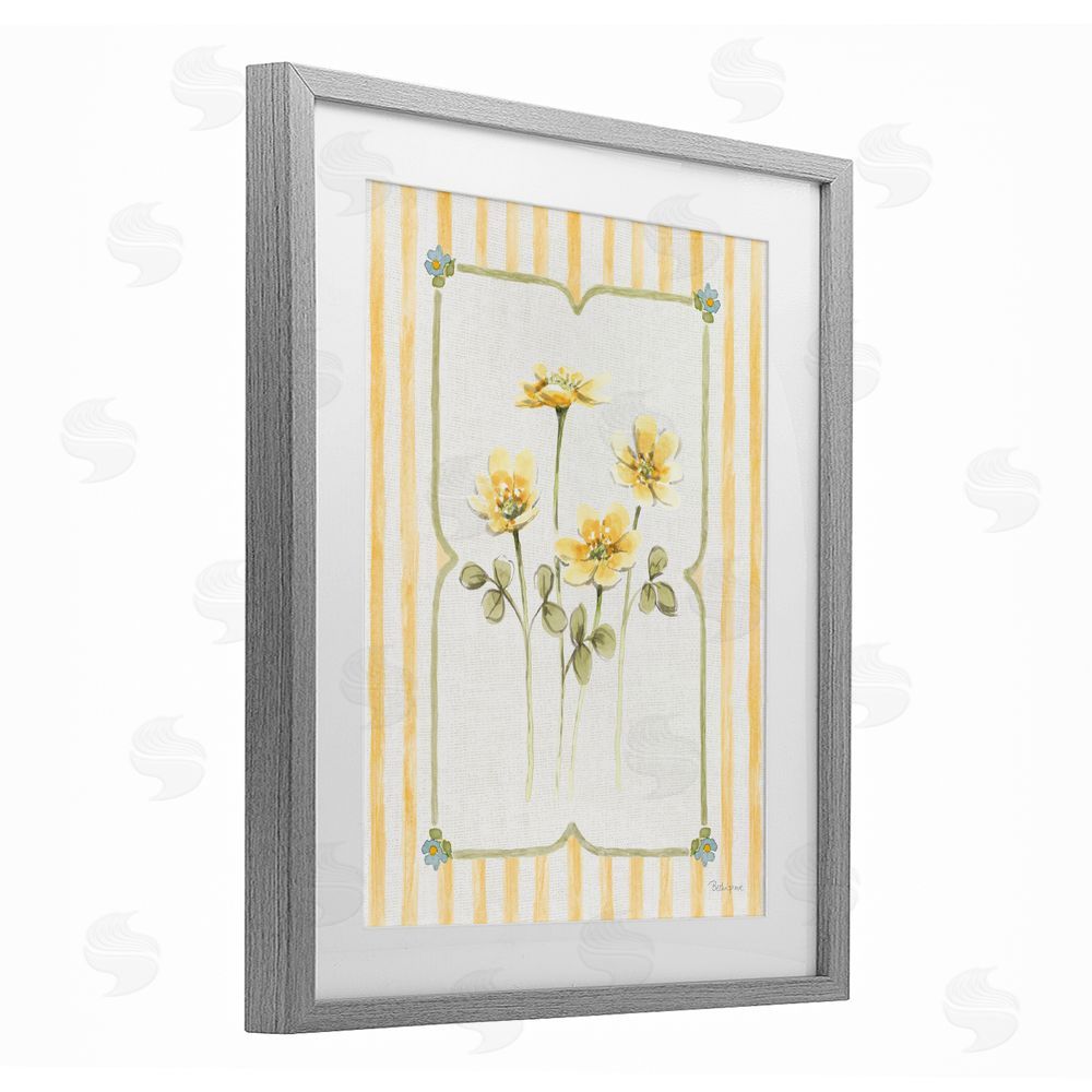 Beth Grove Sweet Honey Florals Gray Framed Print Under Glass with White Mat Wall Art