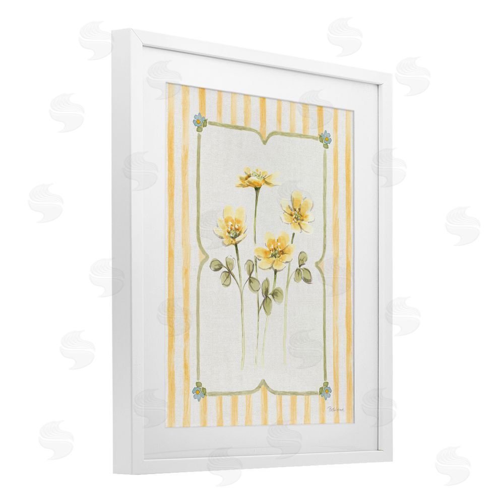 Beth Grove Sweet Honey Florals White Framed Print Under Glass with White Mat Wall Art