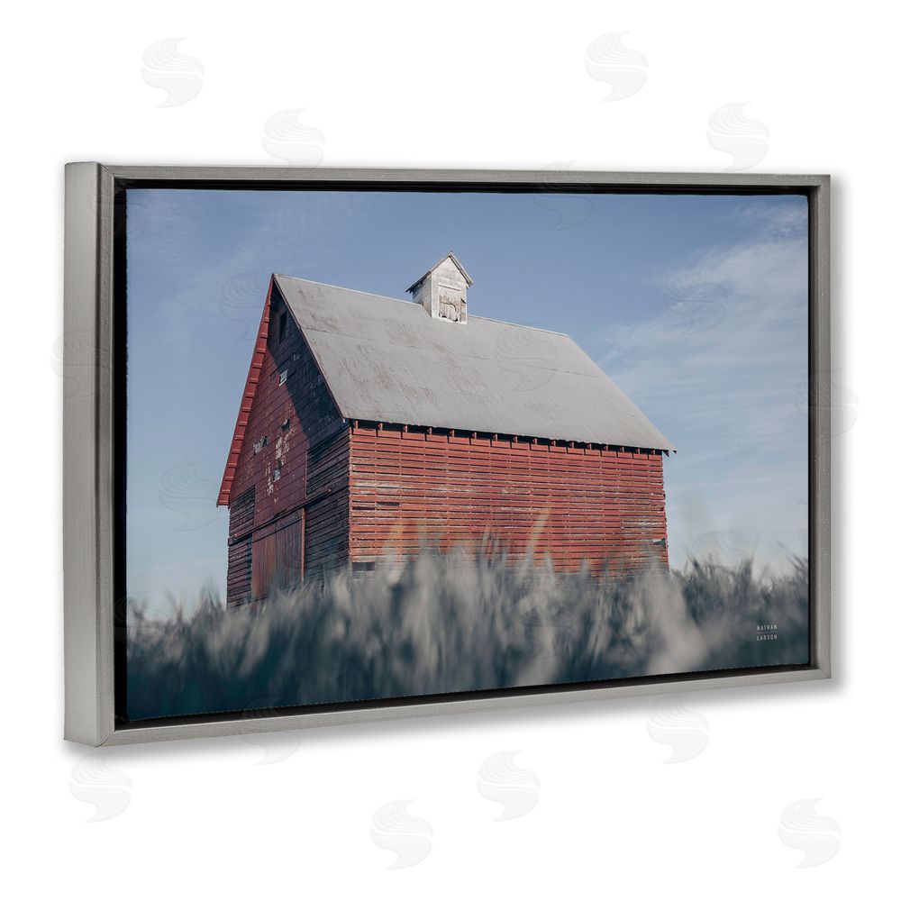 Nathan Larson End Of The Field Cottage Gray Floating Framed Canvas Wall Art