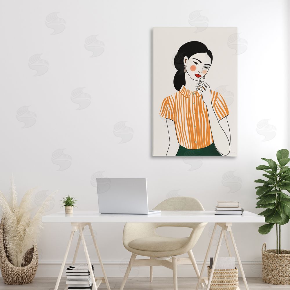 Omar Escalante Woman in Orange Blouse Stretched Canvas on Wall