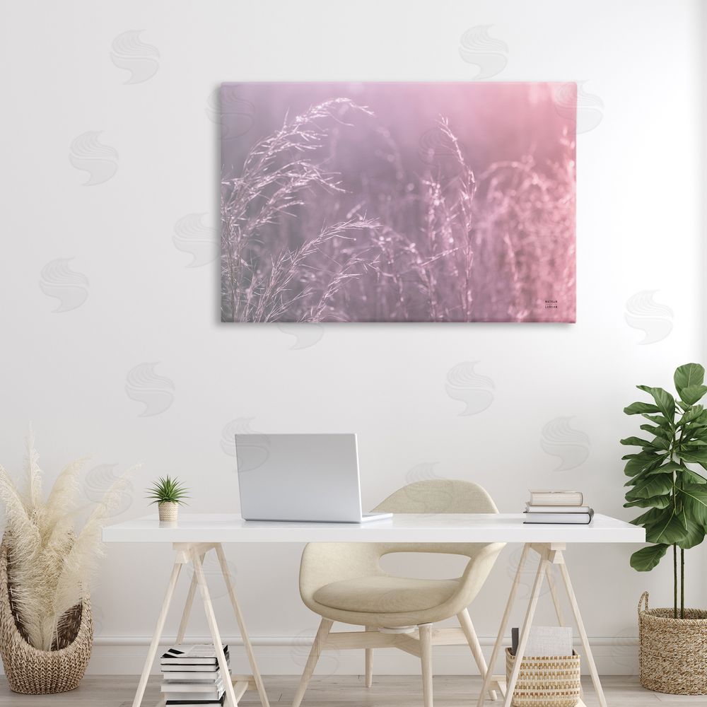 Nathan Larson Pink Meadow at Dawn Stretched Canvas Wall Art in Room